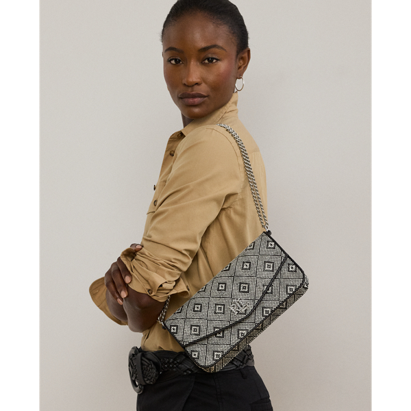 Geo-Motif Woven Straw Medium Sawyer Bag
