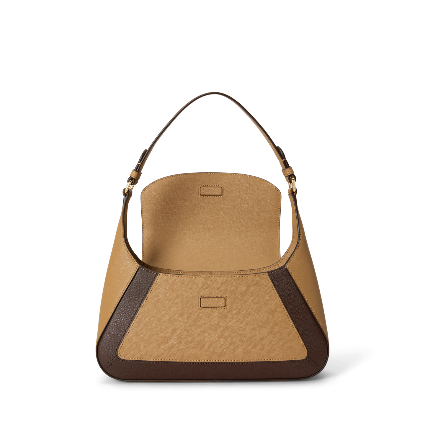 Женская сумка Ralph Lauren Two-Tone Medium Schylar Shoulder, цвет: Верблюжий / Каштановый коричневый — фото 2