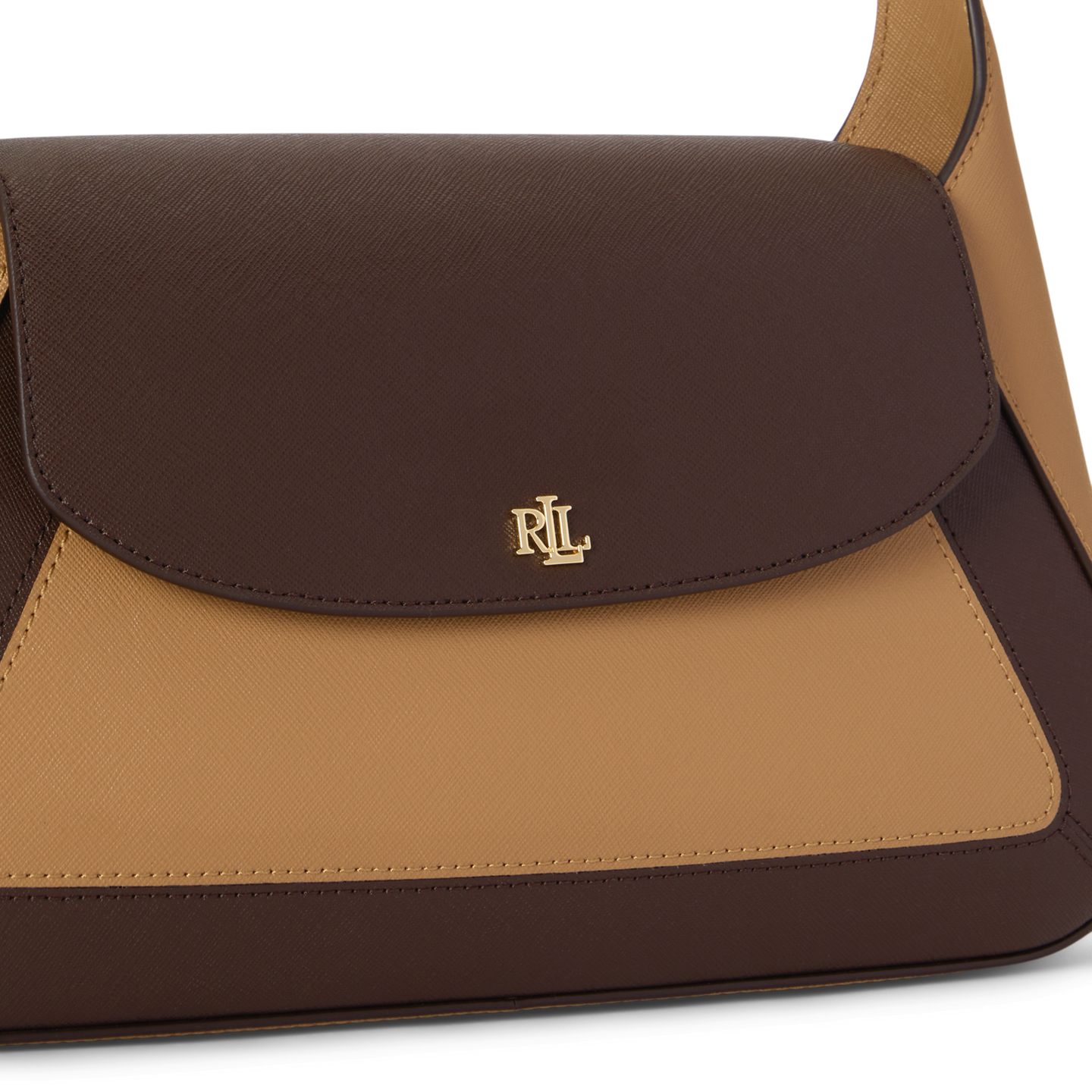 Женская сумка Ralph Lauren Two-Tone Medium Schylar Shoulder, цвет: Верблюжий / Каштановый коричневый — фото 4