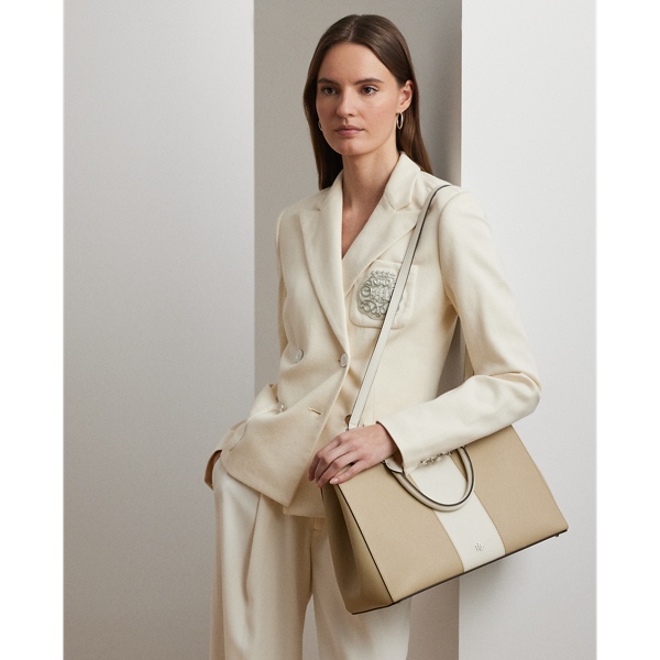 Two-Tone Leather Large Hanna Satchel