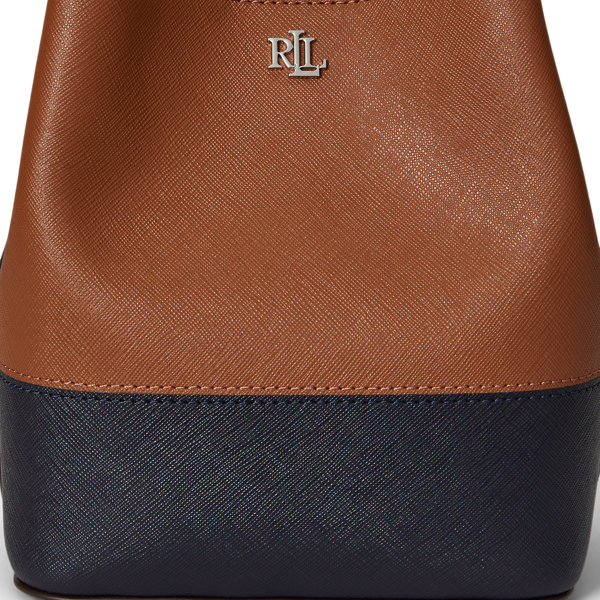 Two-Tone Leather Small Reese Bucket Bag