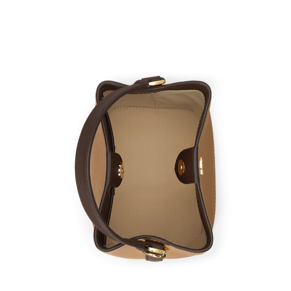 Camel/Chestnut Brown Two-Tone Leather Small Reese Bucket Bag Lauren 4
