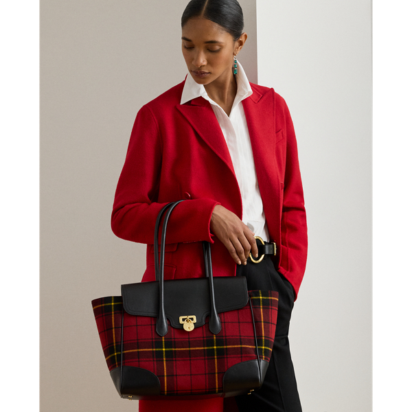 Plaid Twill Large Tanner Satchel