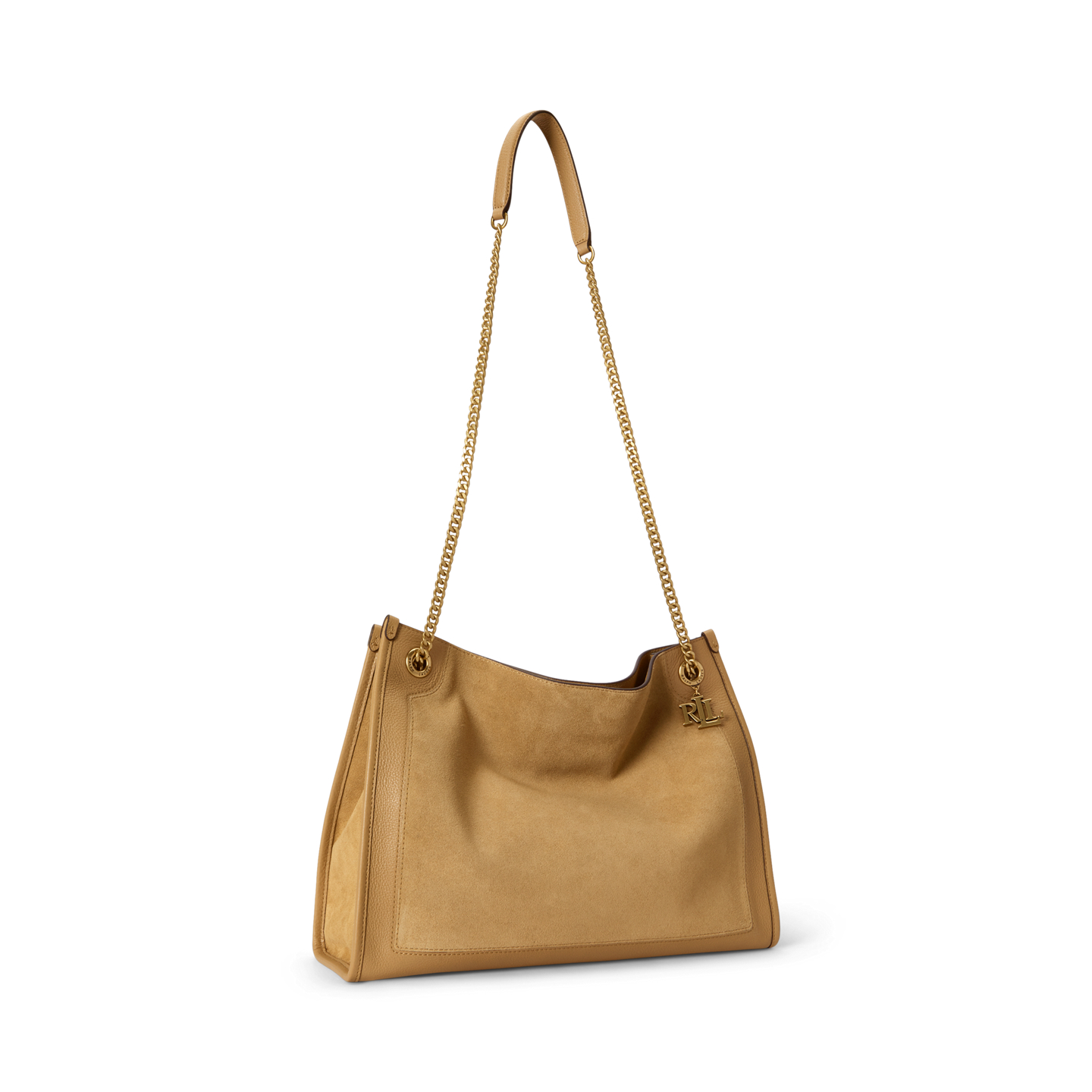 Женская сумка Ralph Lauren Suede & Leather Large Bradley, цвет: Верблюжий — фото 1