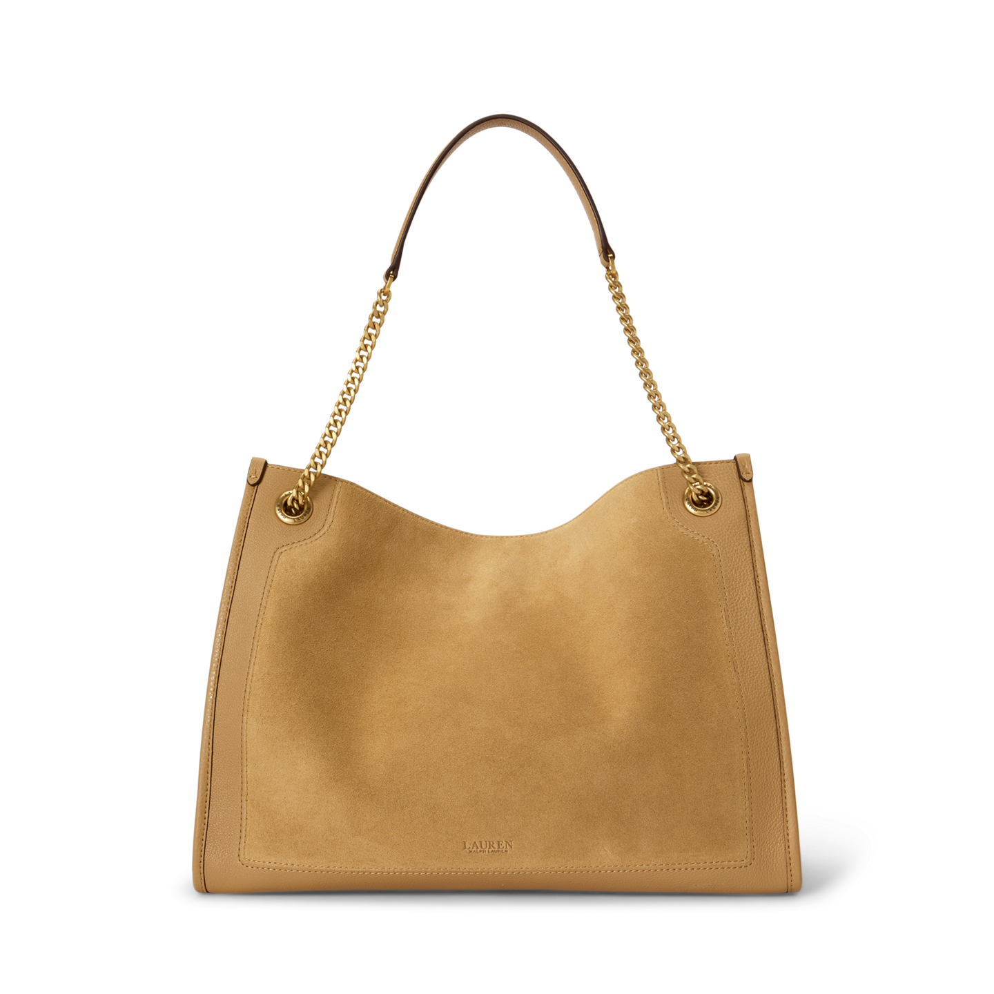Женская сумка Ralph Lauren Suede & Leather Large Bradley, цвет: Верблюжий — фото 2
