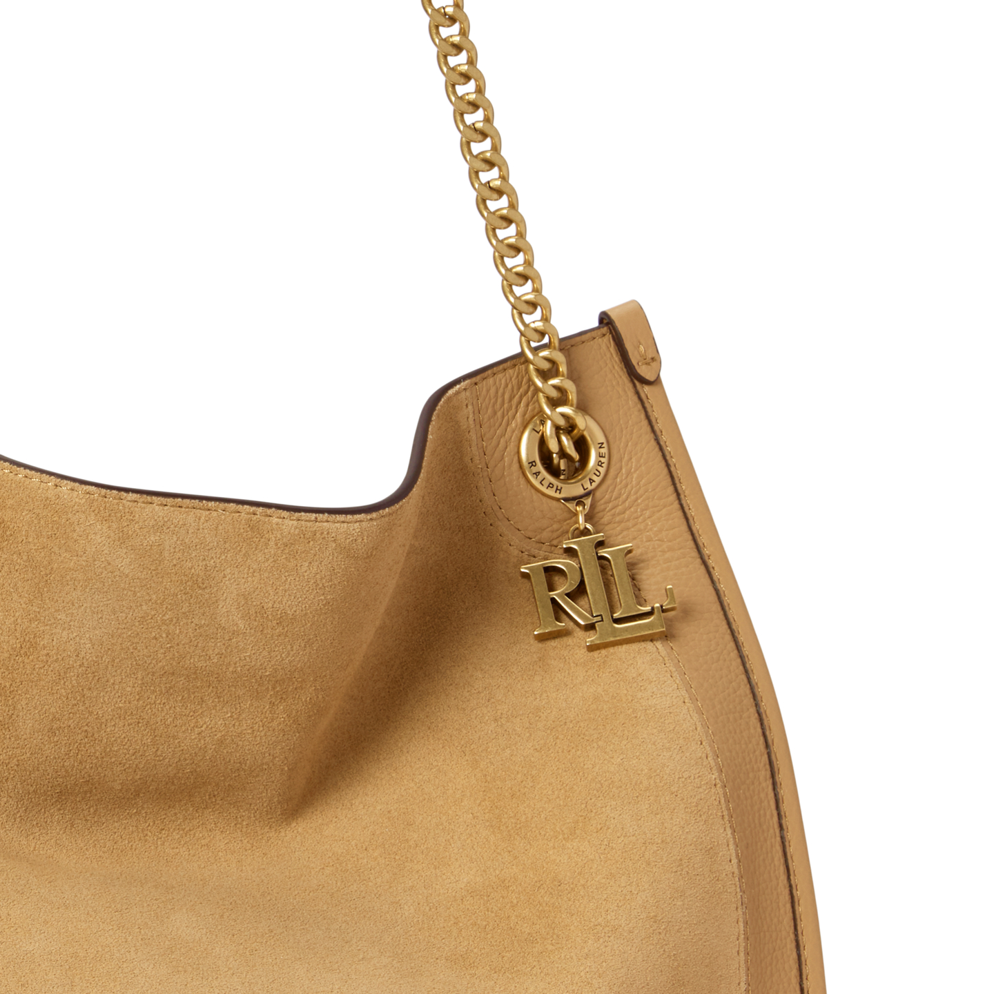 Женская сумка Ralph Lauren Suede & Leather Large Bradley, цвет: Верблюжий — фото 4