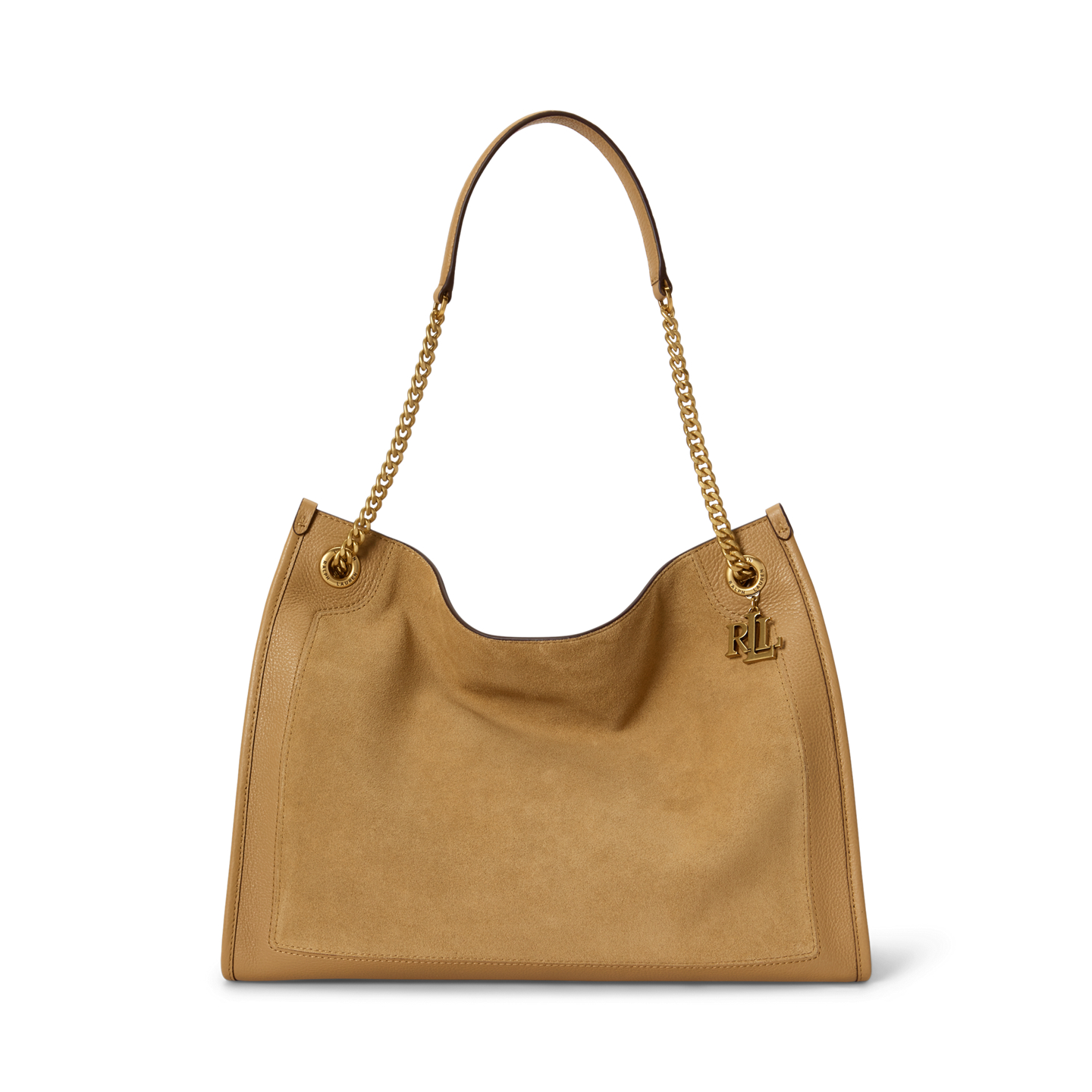 Женская сумка Ralph Lauren Suede & Leather Large Bradley, цвет: Верблюжий — фото 7