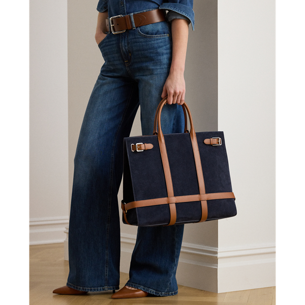 Suede & Leather Large Devyn Tote Bag