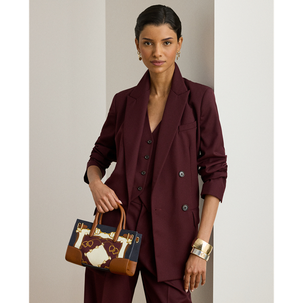 Equestrian Scarf Print/Tan Belting-Print Small Devyn Tote Bag Lauren 7