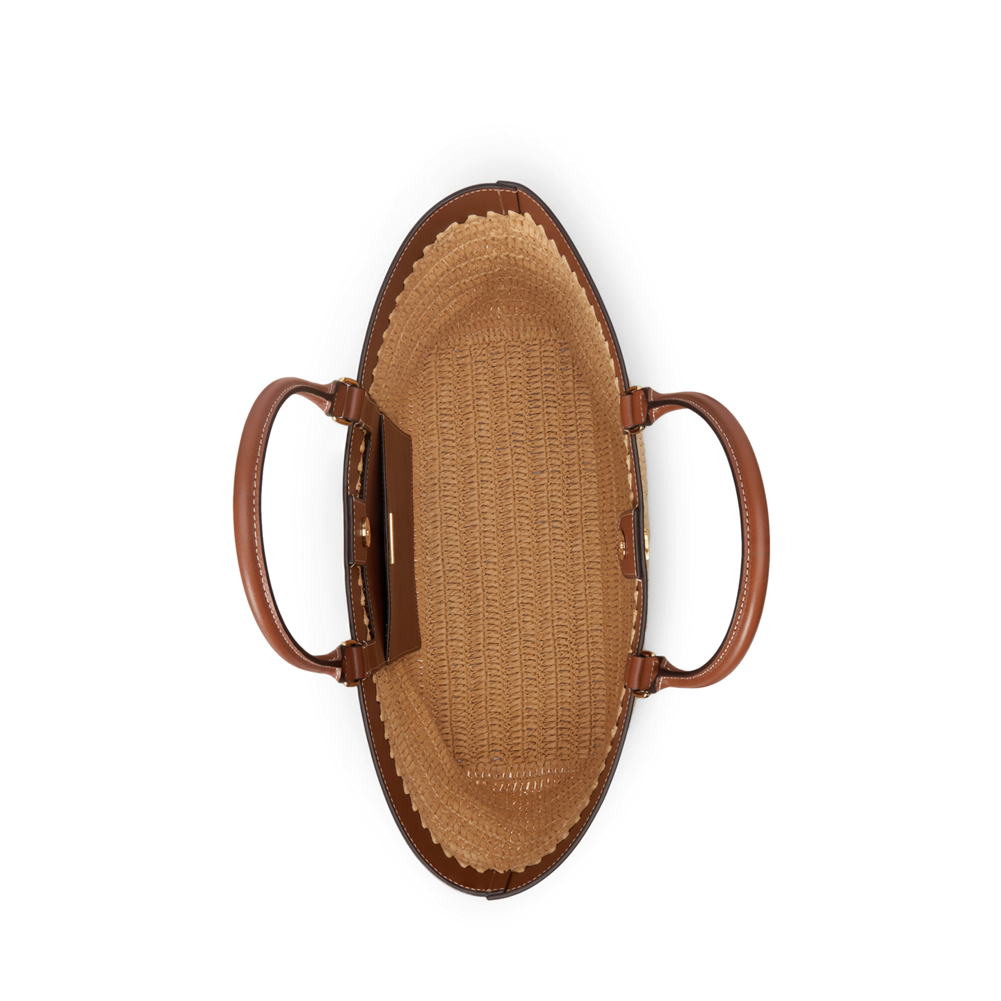Женская сумка Ralph Lauren Leather-Trim Straw Large Kyla, цвет: Натуральный / Рыжевато-коричневый — фото 2