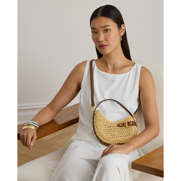 Woven Straw Small Tasha Crossbody Bag