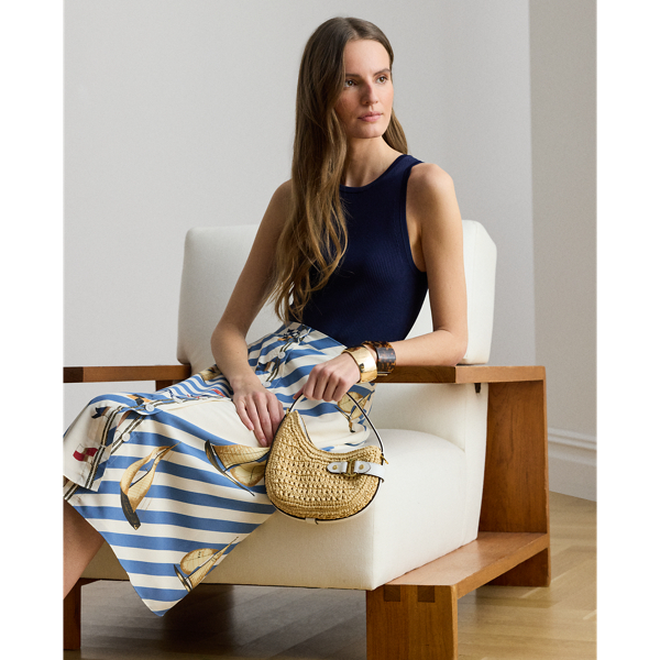 Kleine Umh&auml;ngetasche Tasha aus Stroh Lauren in Natur/Wei&szlig; 6