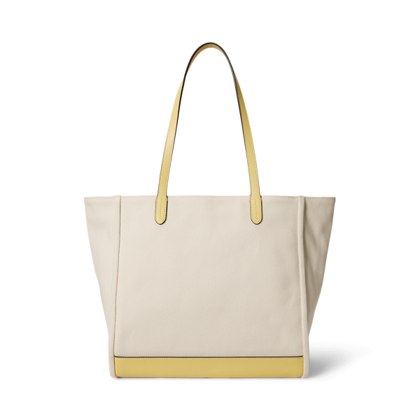 Natural/Lemon Sorbet Canvas Large Cameryn Tote Bag Lauren 4