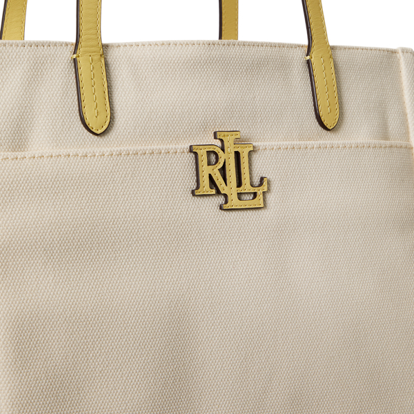 Natural/Lemon Sorbet Canvas Large Cameryn Tote Bag Lauren 6