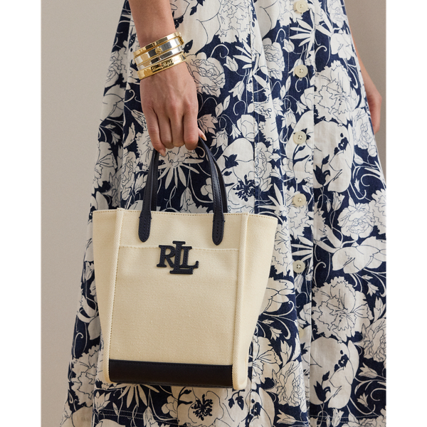 Natural/Refined Navy Canvas Small Cameryn Tote Bag Lauren 8