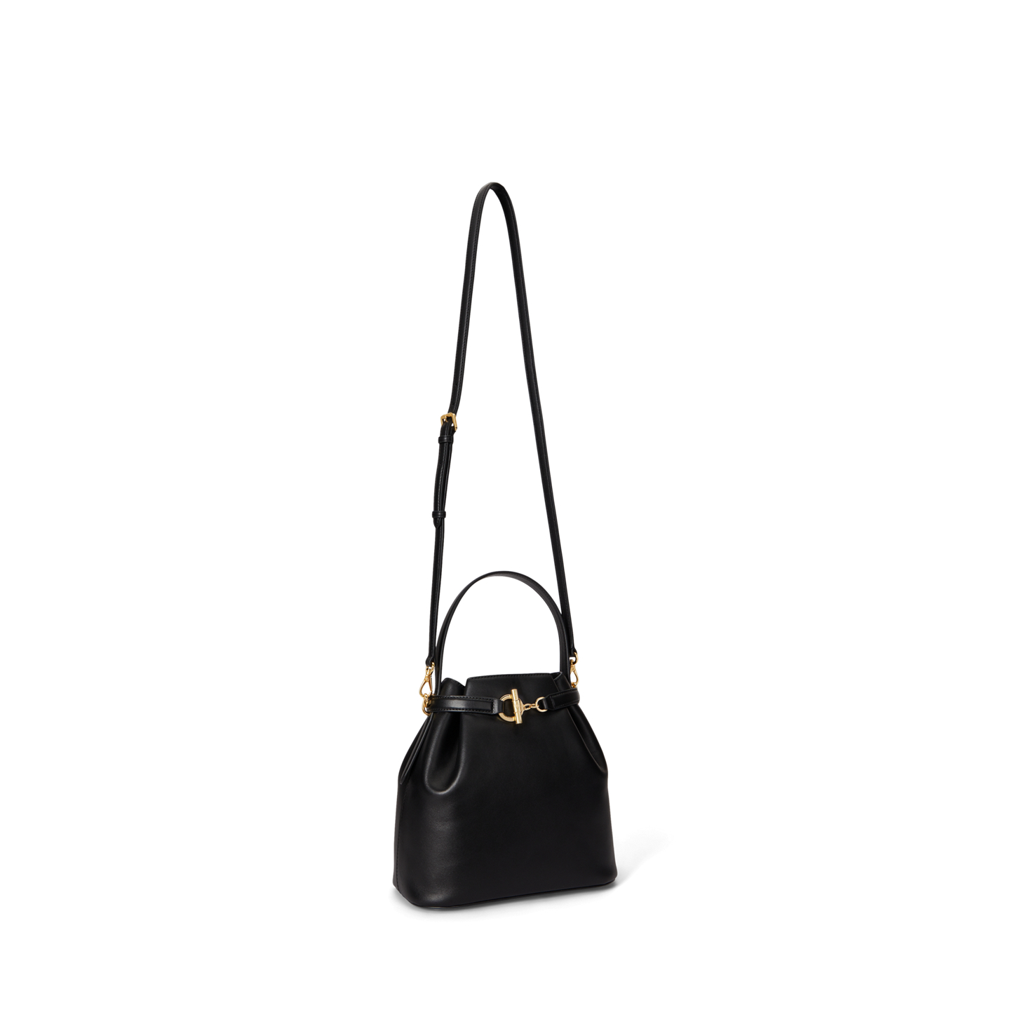 Женская сумка Ralph Lauren Leather Medium Blaike Bucket, цвет: Чёрный — фото 1