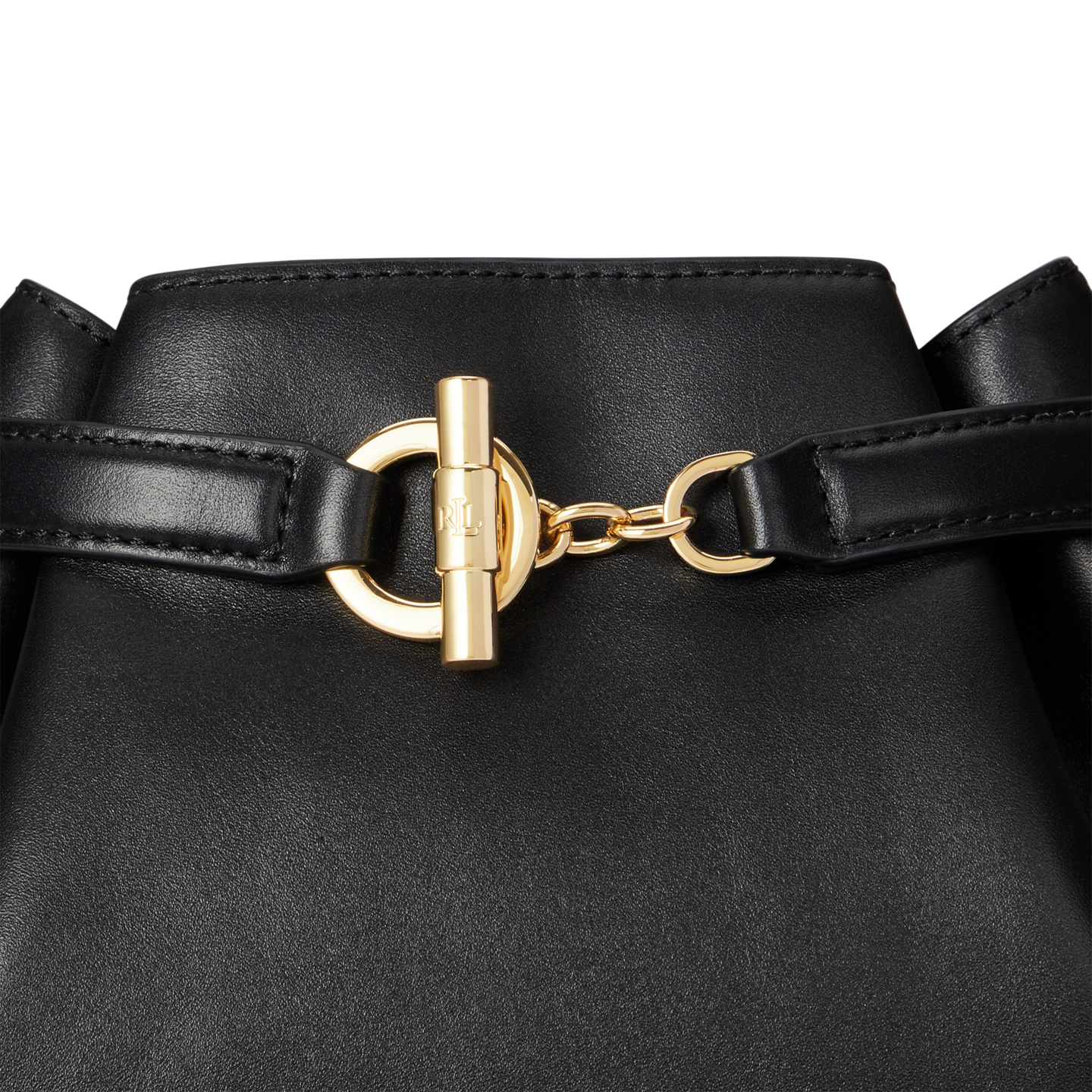 Женская сумка Ralph Lauren Leather Medium Blaike Bucket, цвет: Чёрный — фото 4