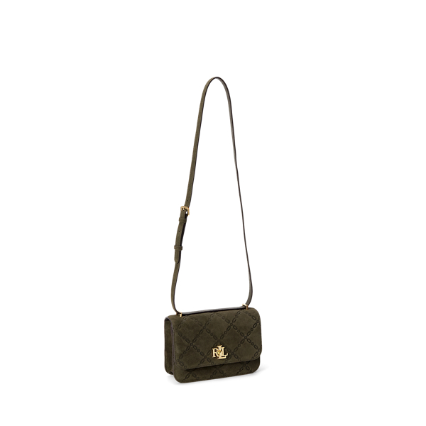 Sac Sophee moyen en daim gaufr&eacute; Lauren en Olive fonc&eacute; 2