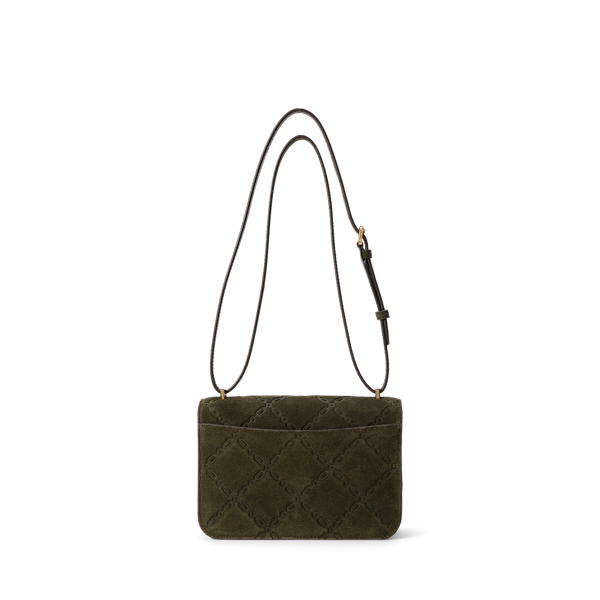 Sac Sophee moyen en daim gaufr&eacute; Lauren en Olive fonc&eacute; 3