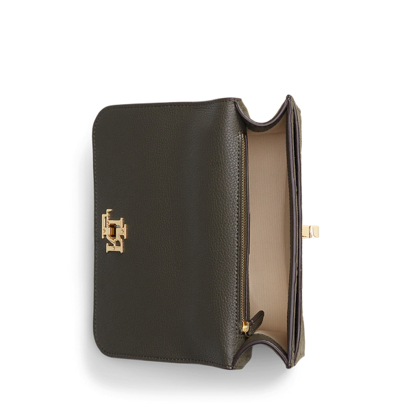 Sac Sophee moyen en daim gaufr&eacute; Lauren en Olive fonc&eacute; 4