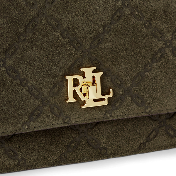 Sac Sophee moyen en daim gaufr&eacute; Lauren en Olive fonc&eacute; 5