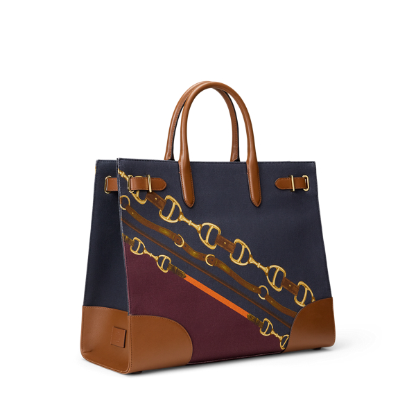 Belting-Print Large Devyn Tote Bag