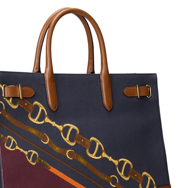 Belting-Print Large Devyn Tote Bag
