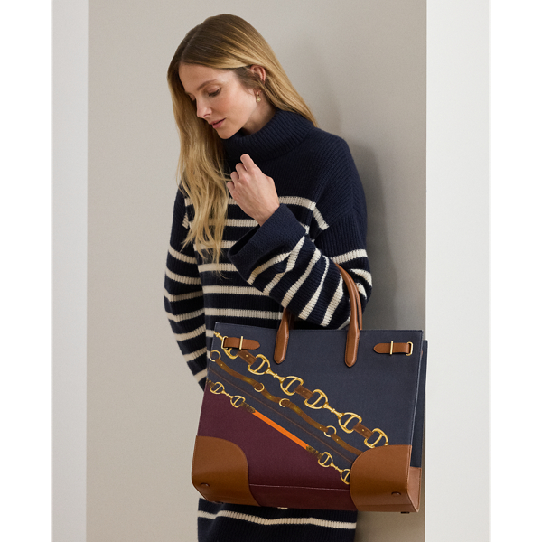 Belting-Print Large Devyn Tote Bag