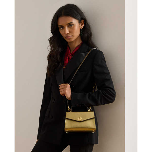 Metallic Leather Small Farrah Satchel