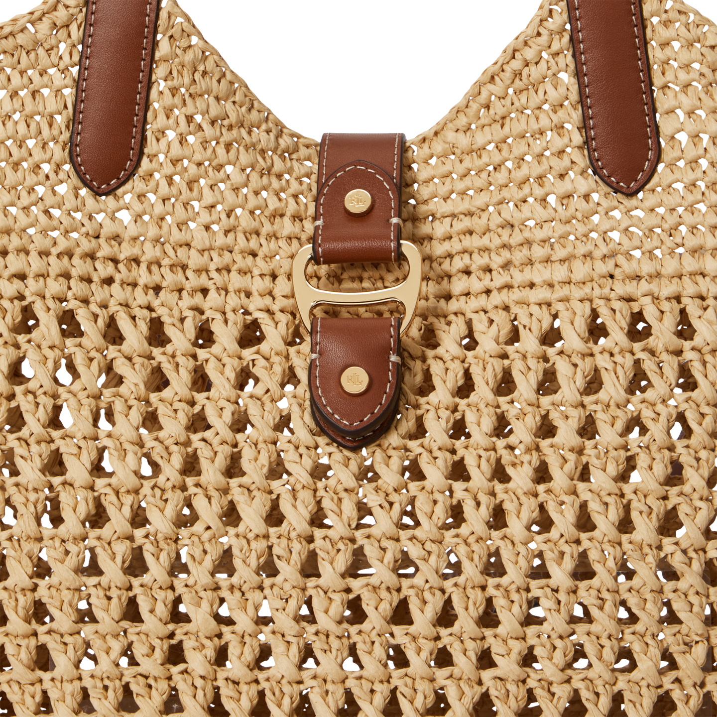 Женская сумка Ralph Lauren Woven Straw Large Tasha, цвет: Натуральный / Рыжевато-коричневый — фото 4