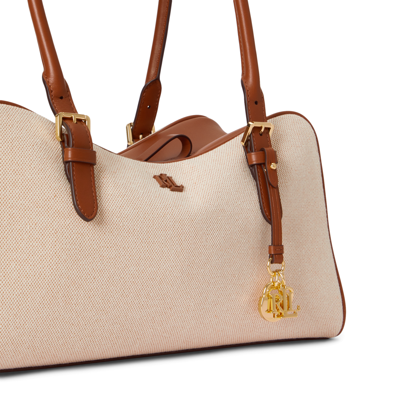 Женская сумка Ralph Lauren Canvas & Leather Large Marcy Zip Satchel, цвет: Натуральный / Светло-бежевый — фото 4