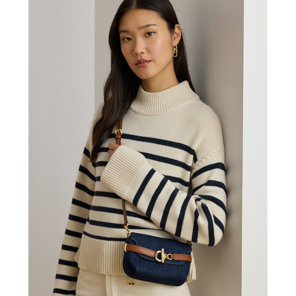 Washed Denim Small Blaike Crossbody Bag