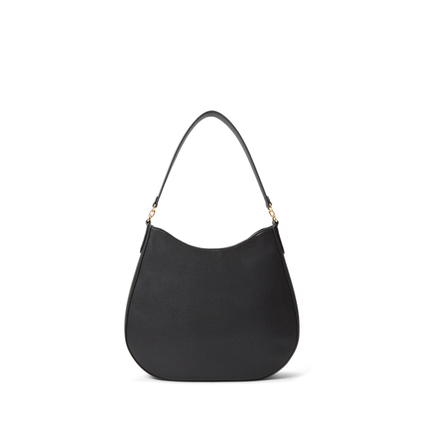 Grand sac &eacute;paule Adley en cuir grain&eacute; Lauren en Noir 3