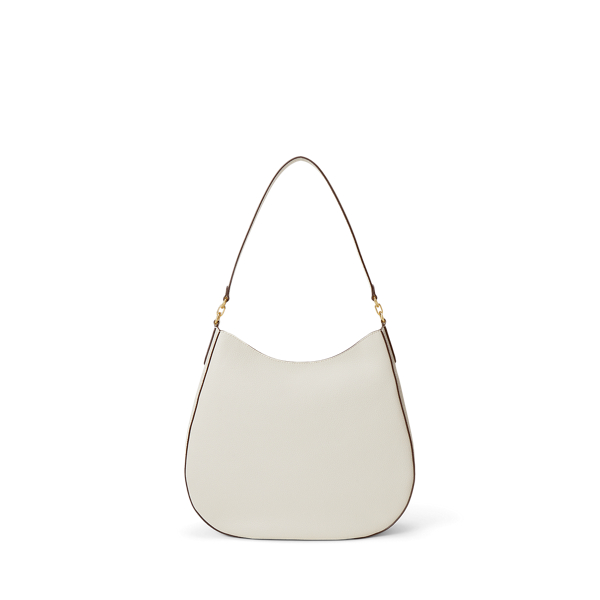 Gro&szlig;e Narbenleder-Schultertasche Adley Lauren in Sanftes Wei&szlig; 3