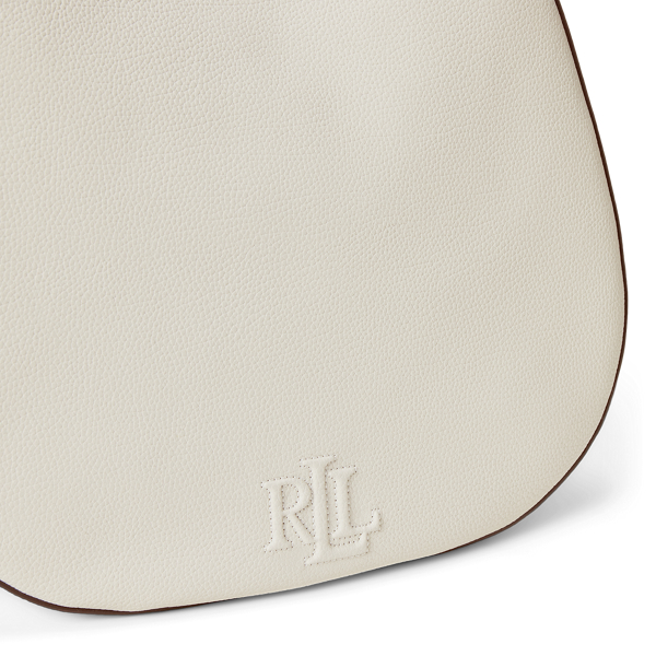 Gro&szlig;e Narbenleder-Schultertasche Adley Lauren in Sanftes Wei&szlig; 5