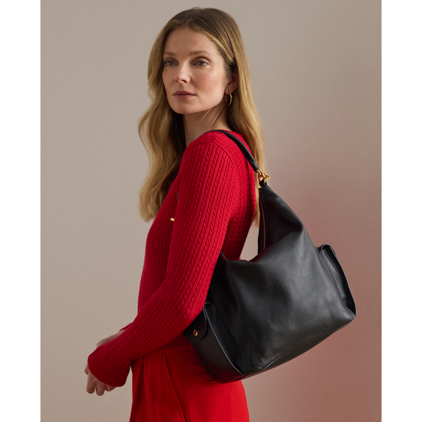 Женская сумка Ralph Lauren Nappa Leather Large Blaike Shoulder, цвет: Чёрный — фото 6