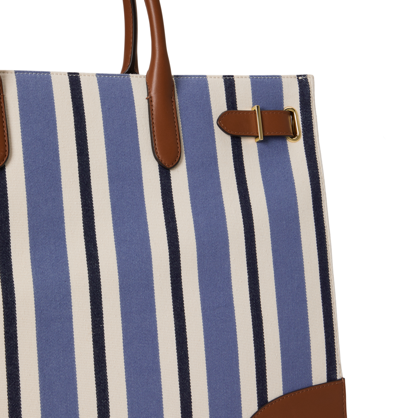 Женская сумка Ralph Lauren Striped Canvas Large Devyn, цвет: Синий полосатый / Рыжевато-коричневый — фото 3