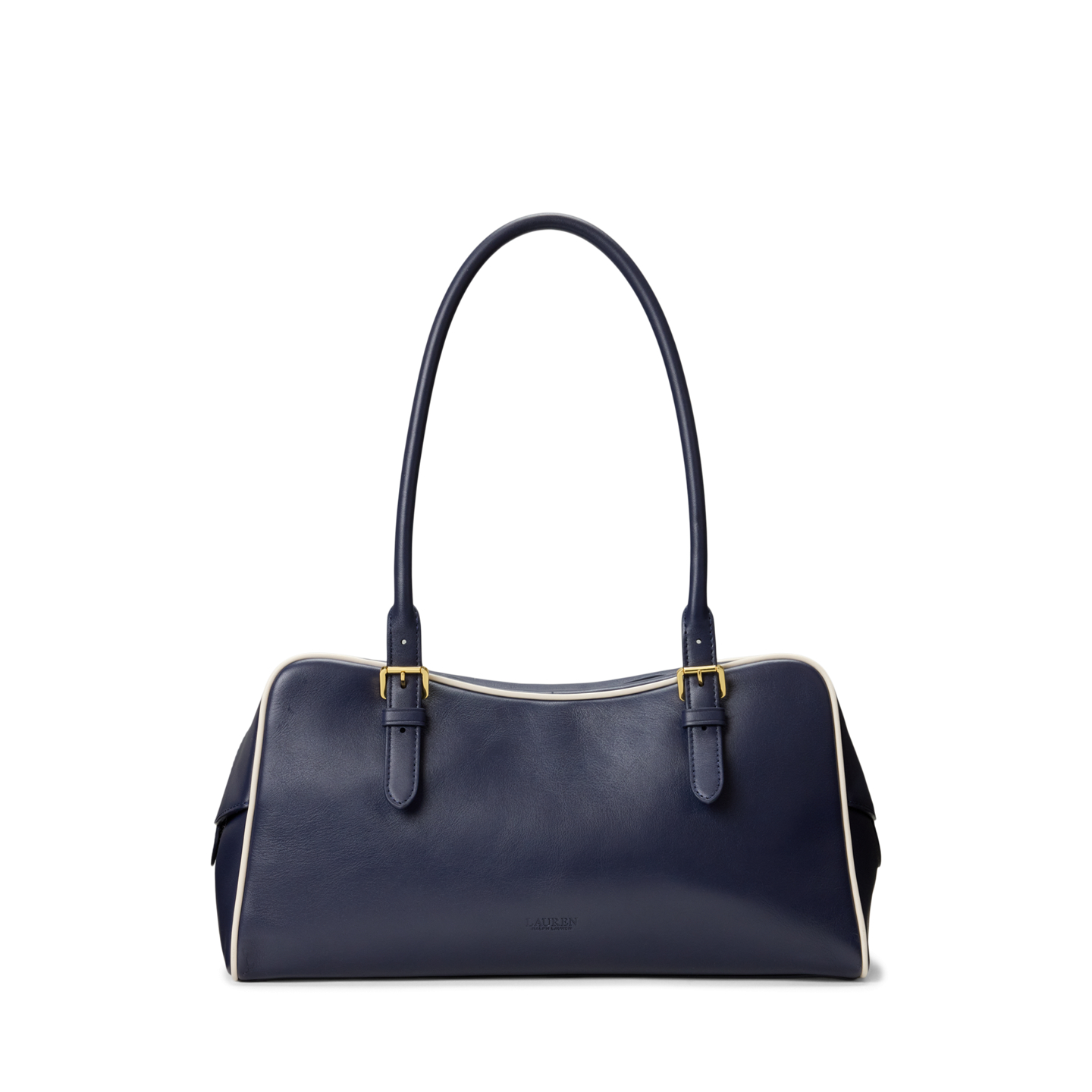 Женская сумка Ralph Lauren Leather Large Marcy Zip Satchel, цвет: Тёмно-синий / Мягкий белый — фото 2