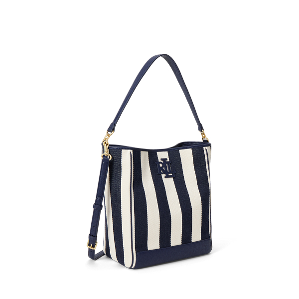 Gro&szlig;e Beuteltasche Adley aus Twill Lauren in Navy gestreift 2