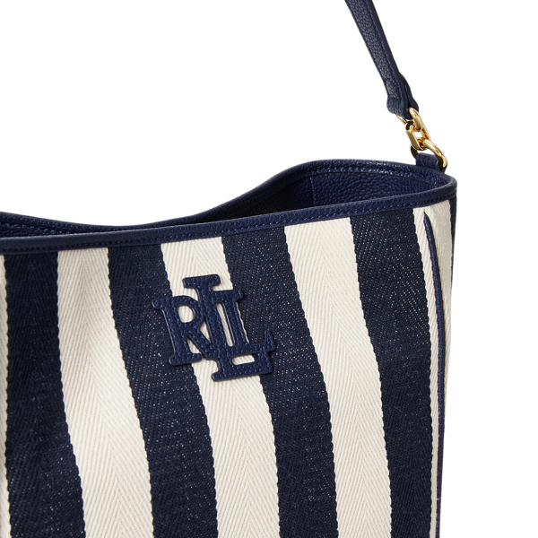Gro&szlig;e Beuteltasche Adley aus Twill Lauren in Navy gestreift 5
