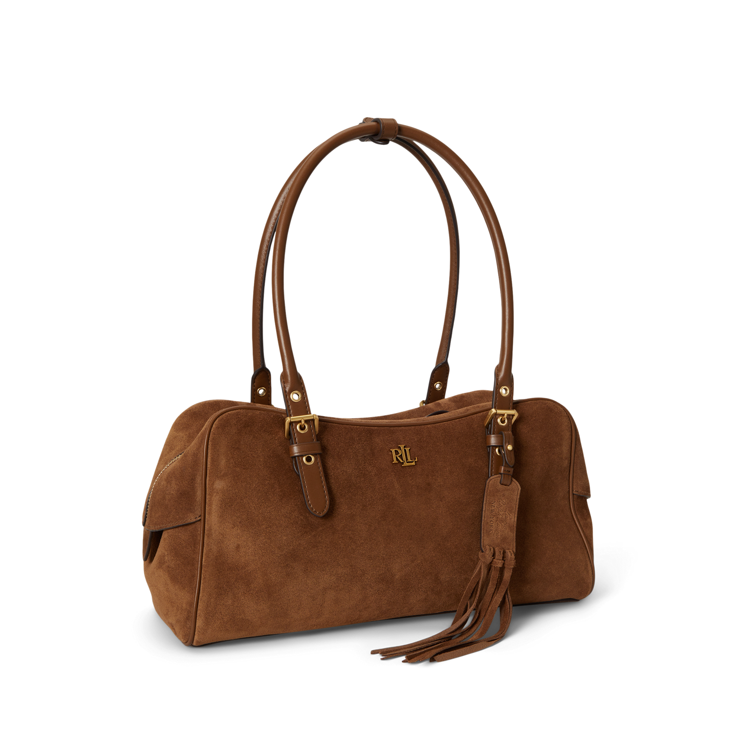 Женская сумка Ralph Lauren Suede Large Marcy Zip Satchel, цвет: Светлый табачный — фото 1