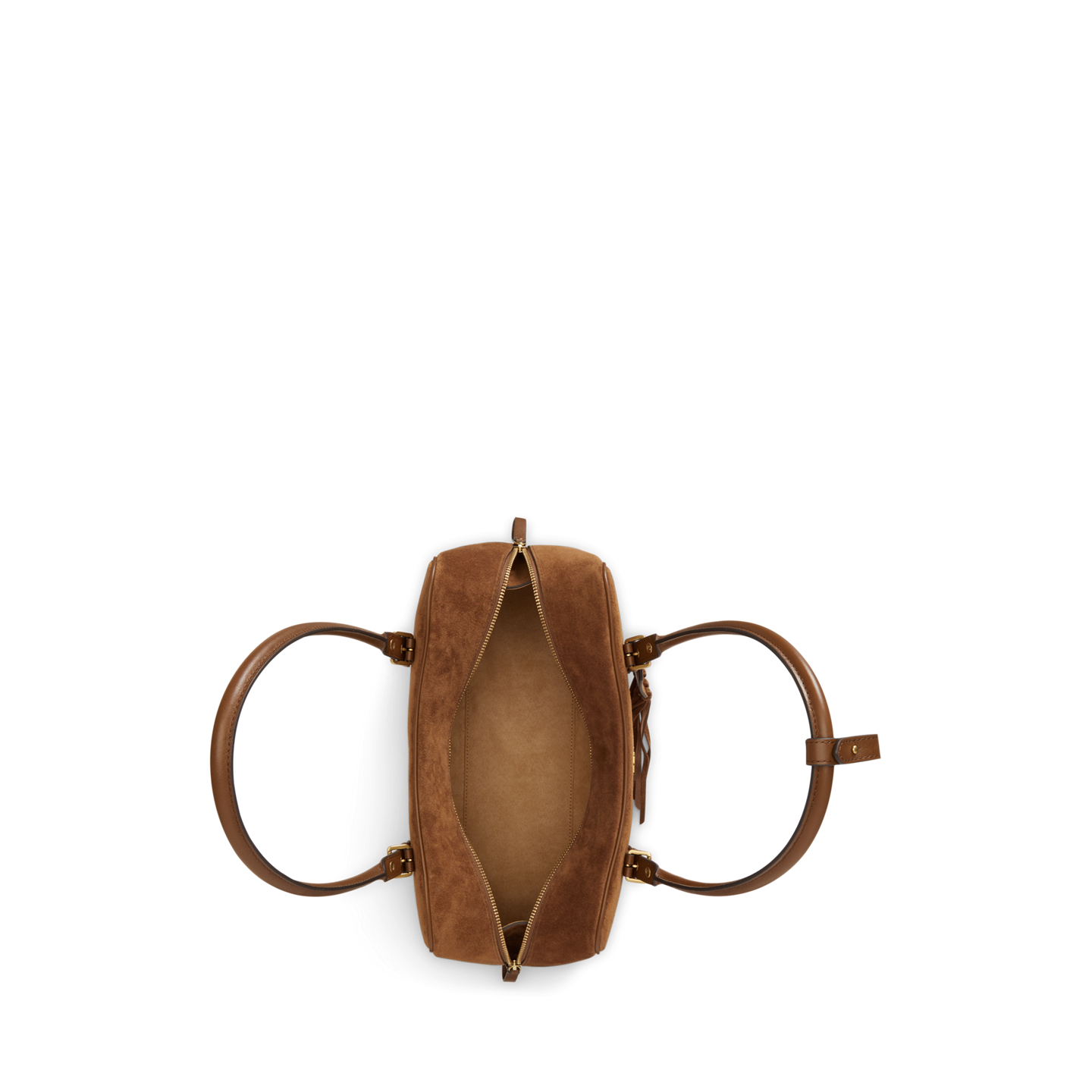 Женская сумка Ralph Lauren Suede Large Marcy Zip Satchel, цвет: Светлый табачный — фото 3