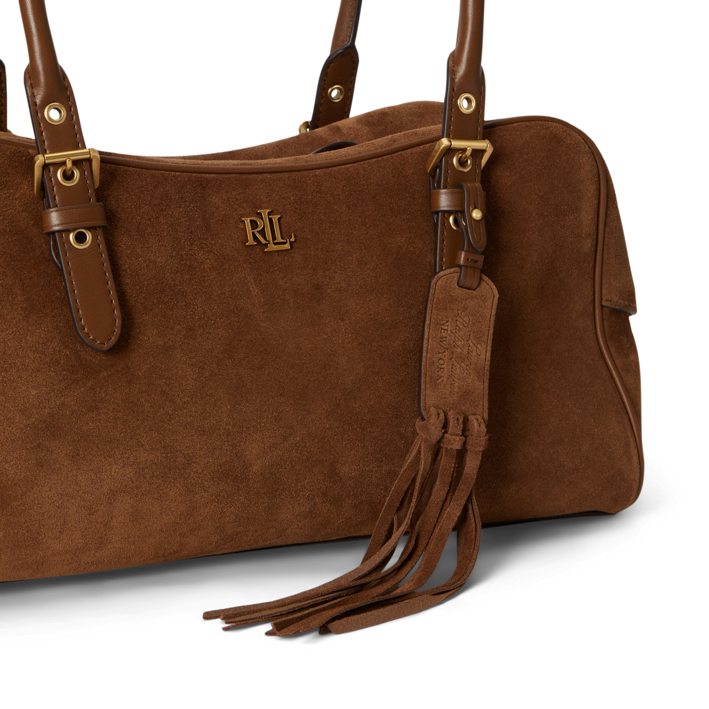 Женская сумка Ralph Lauren Suede Large Marcy Zip Satchel, цвет: Светлый табачный — фото 4