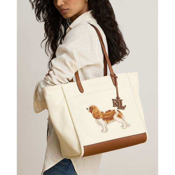 Dog-Embroidered Large Cameryn Tote Bag