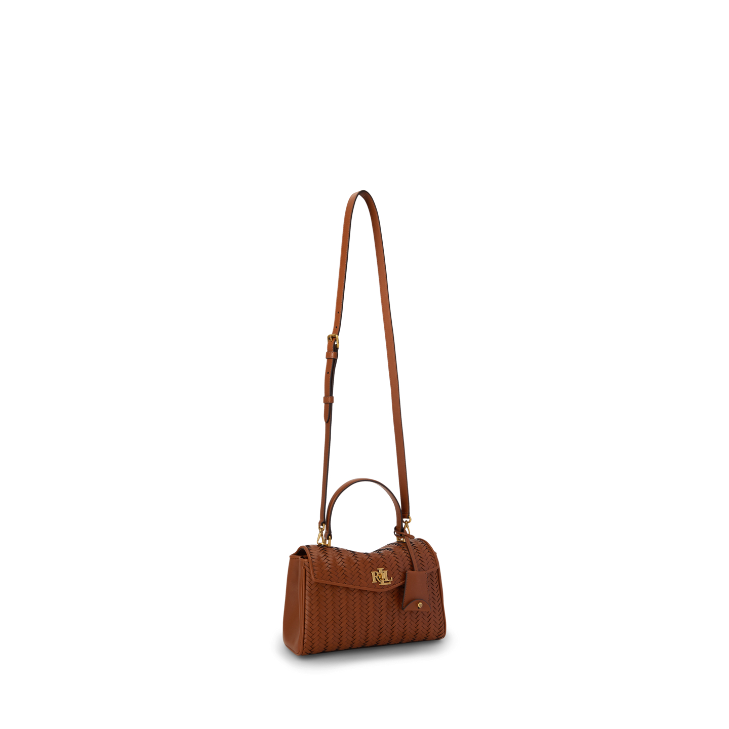 Женская сумка Ralph Lauren Woven Leather Small Farrah Soft Satchel, цвет: Рыжевато-коричневый — фото 1