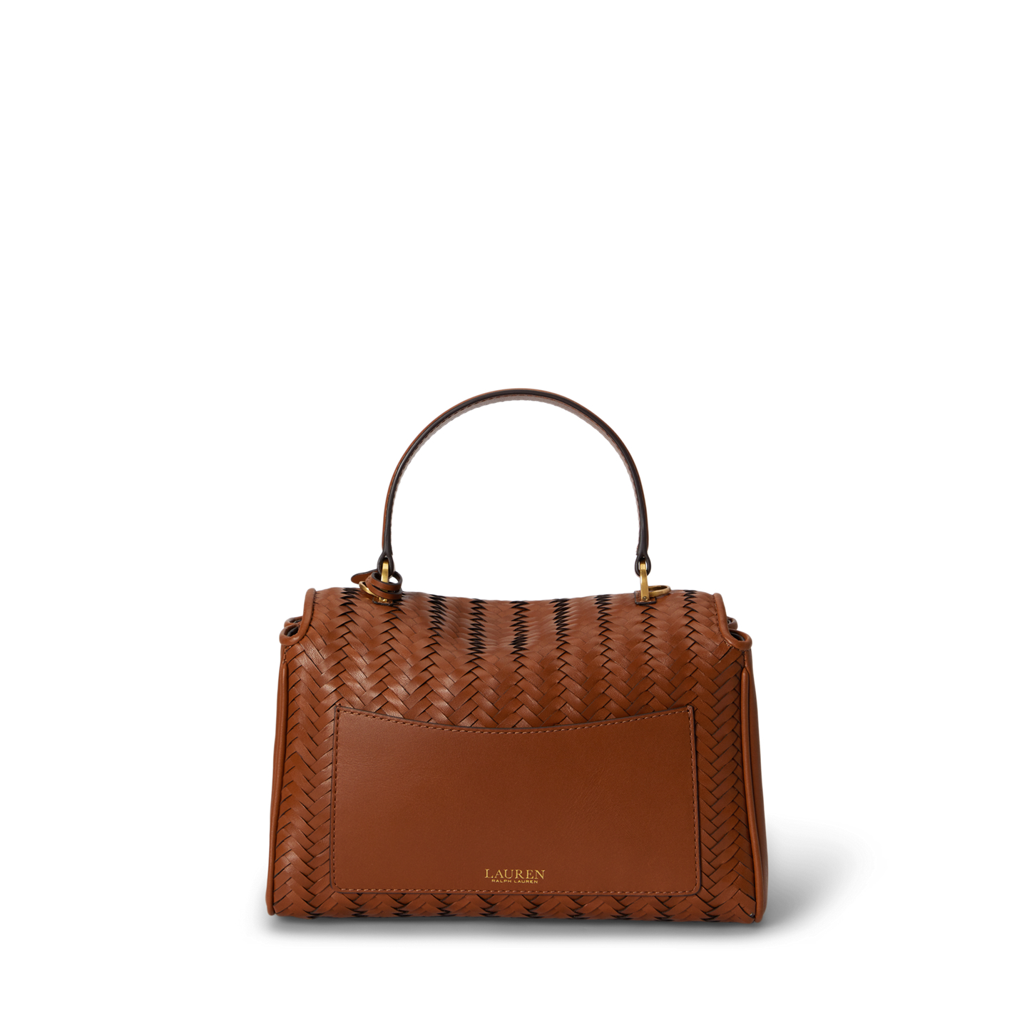 Женская сумка Ralph Lauren Woven Leather Small Farrah Soft Satchel, цвет: Рыжевато-коричневый — фото 2