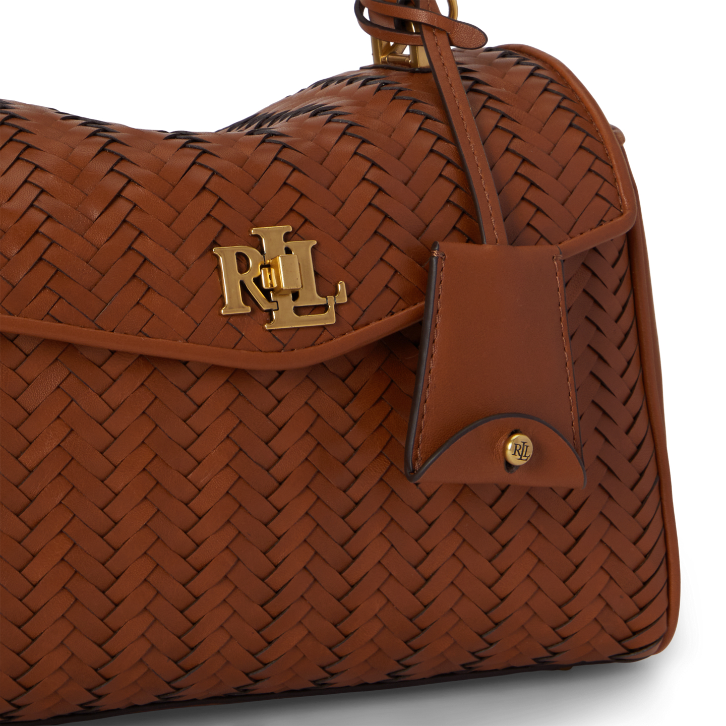 Женская сумка Ralph Lauren Woven Leather Small Farrah Soft Satchel, цвет: Рыжевато-коричневый — фото 4