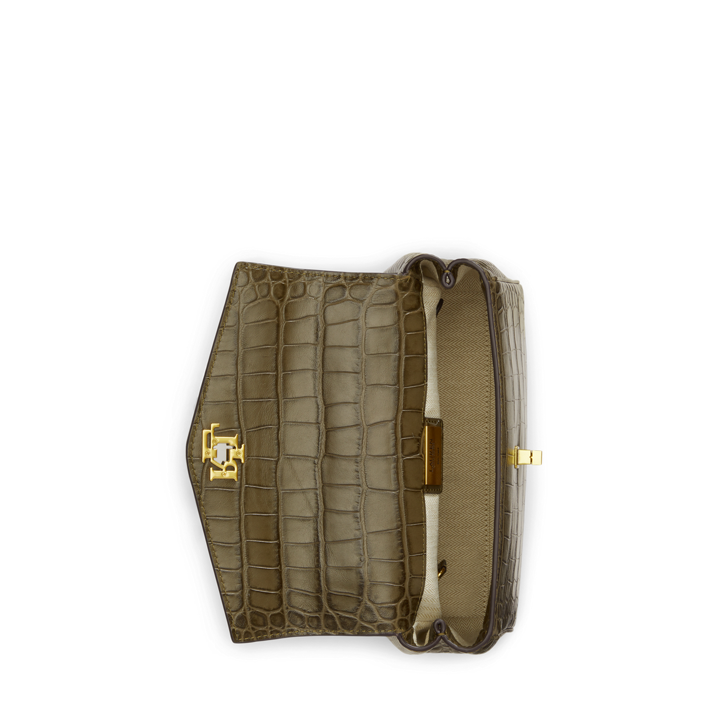 Женская сумка Ralph Lauren Croc-Embossed Small Farrah Soft Satchel, цвет: Зелёный — фото 3