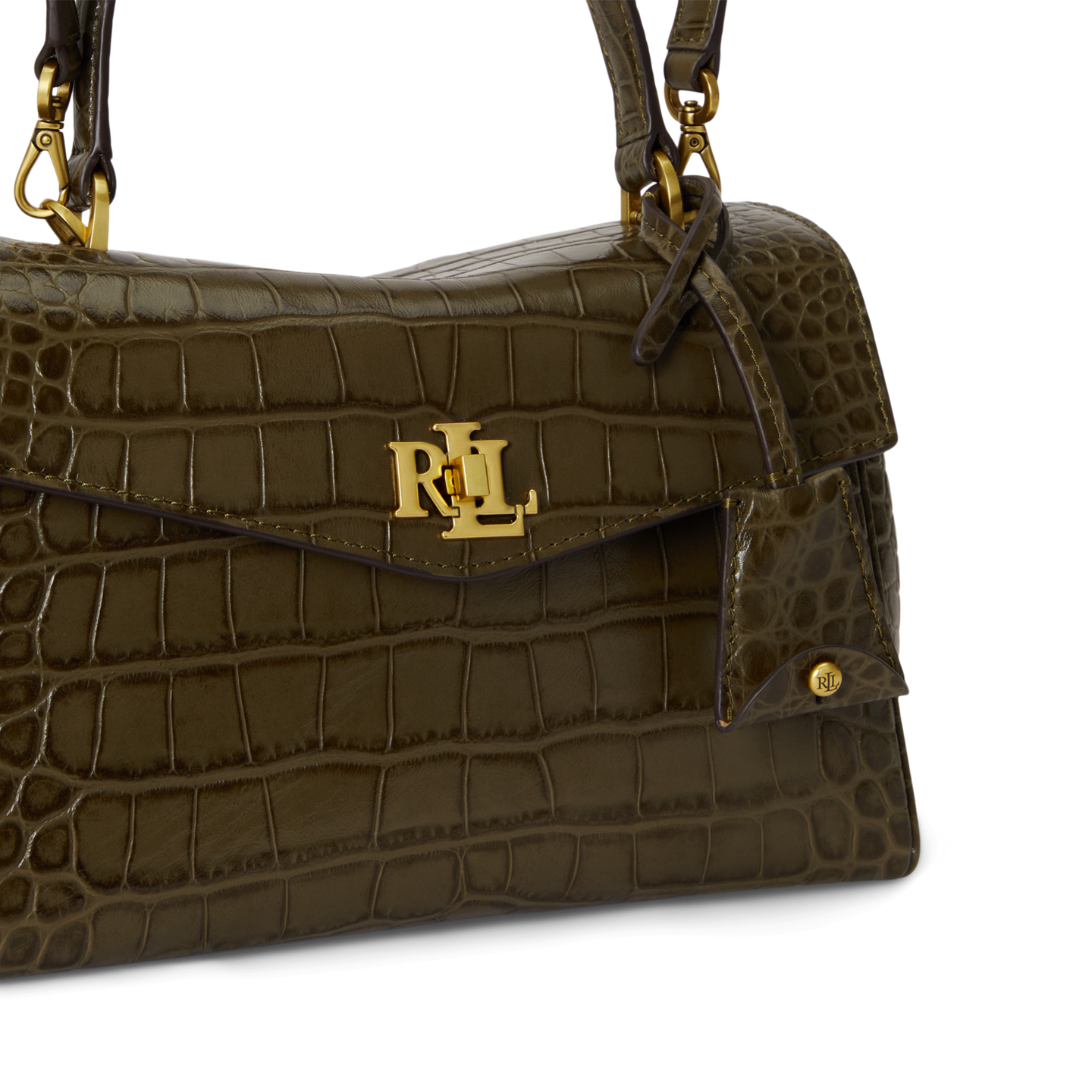 Женская сумка Ralph Lauren Croc-Embossed Small Farrah Soft Satchel, цвет: Зелёный — фото 4