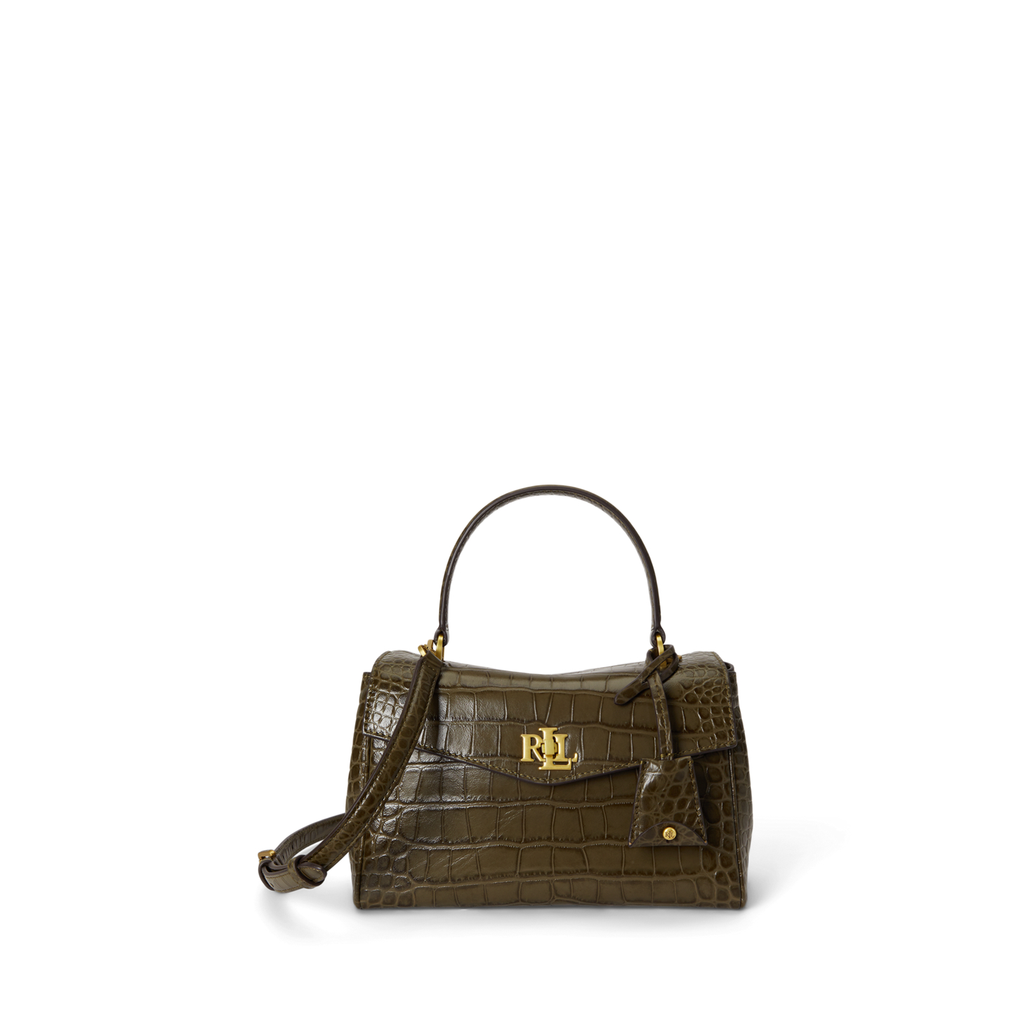 Женская сумка Ralph Lauren Croc-Embossed Small Farrah Soft Satchel, цвет: Зелёный — фото 7